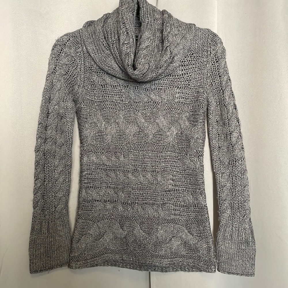 ✨$4 SALE Banana Republic Petite Gray Cowl Neck Wool Sweater Size XSP